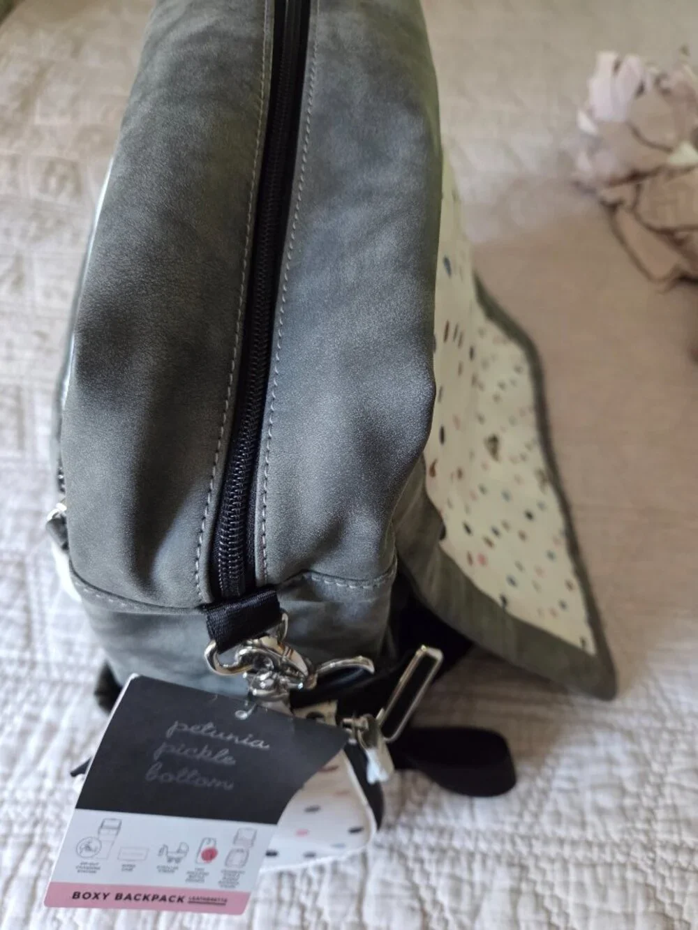 Petunia Pickle Bottom Boxy Gray Backpack